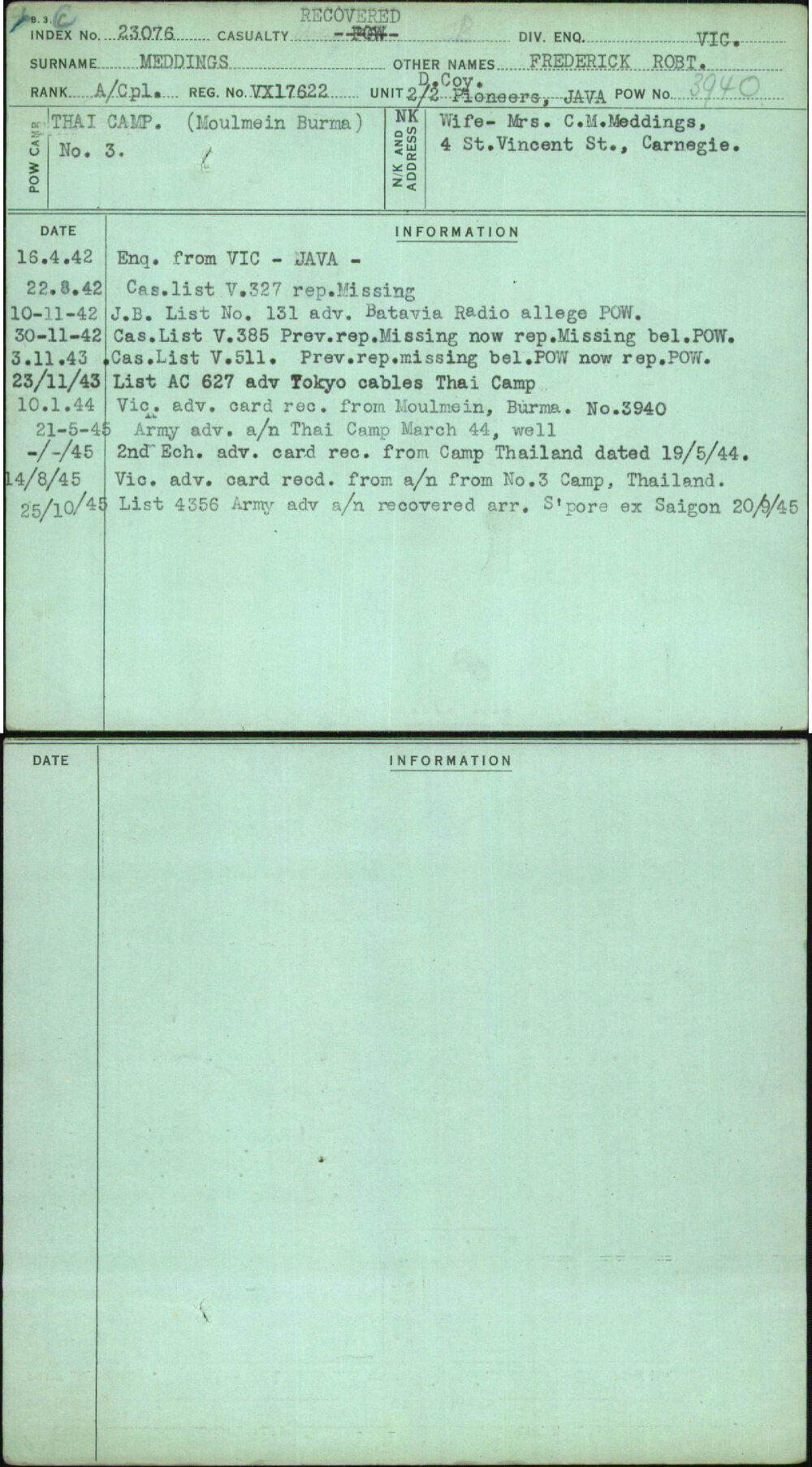 Meddings, Frederick Robt, VX17622