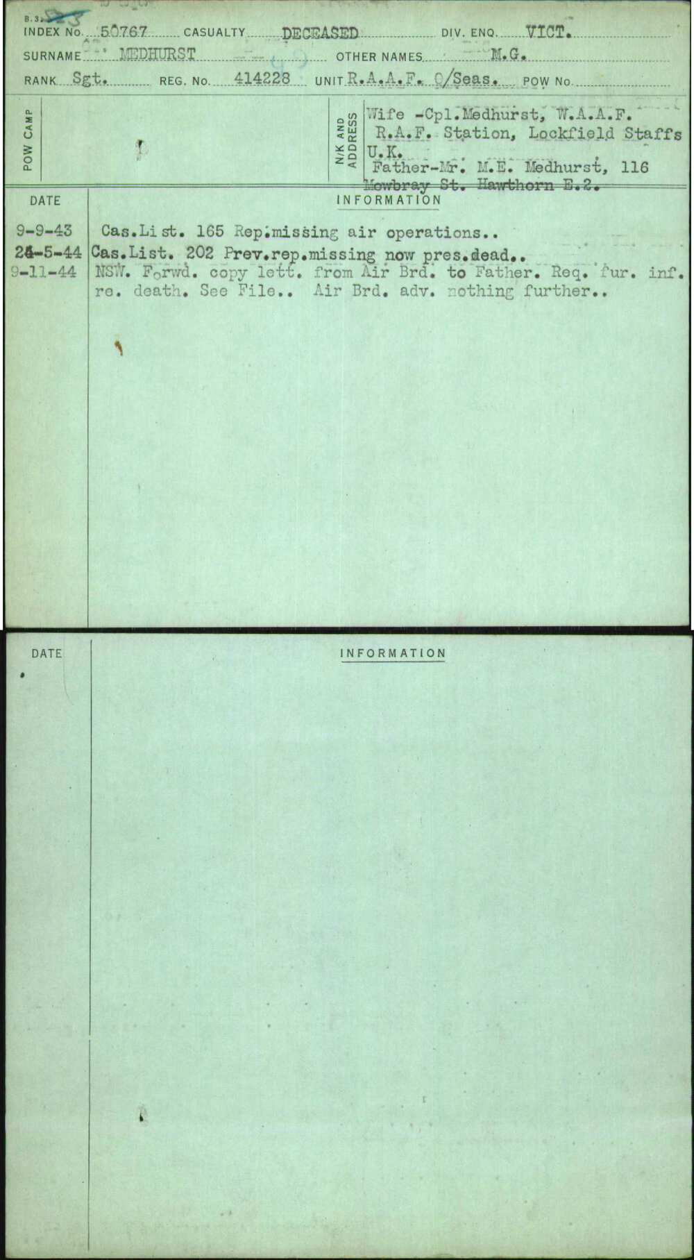Medhurst, M G, 414228