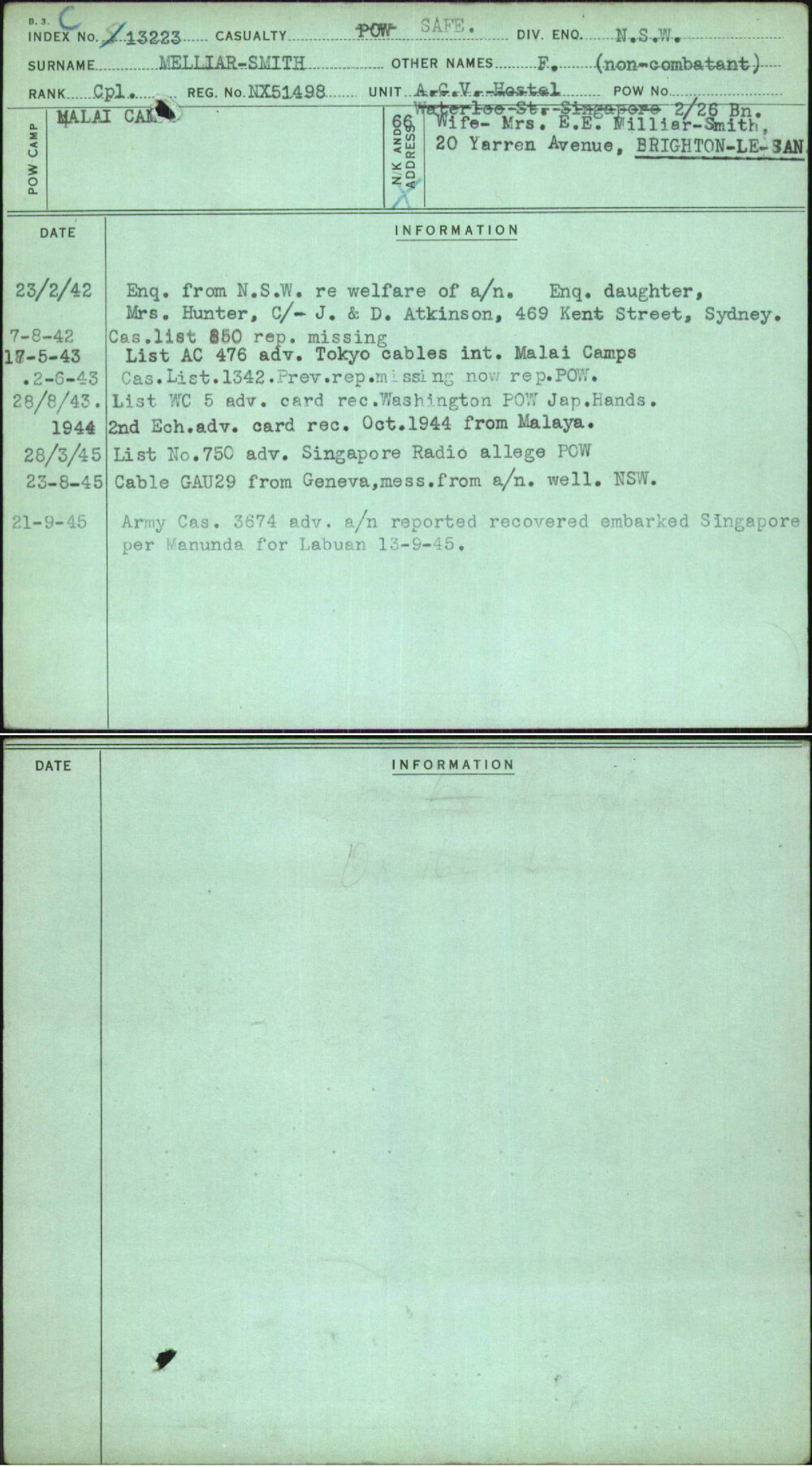 Melliar-Smith, F (Non-Combatant), NX51498