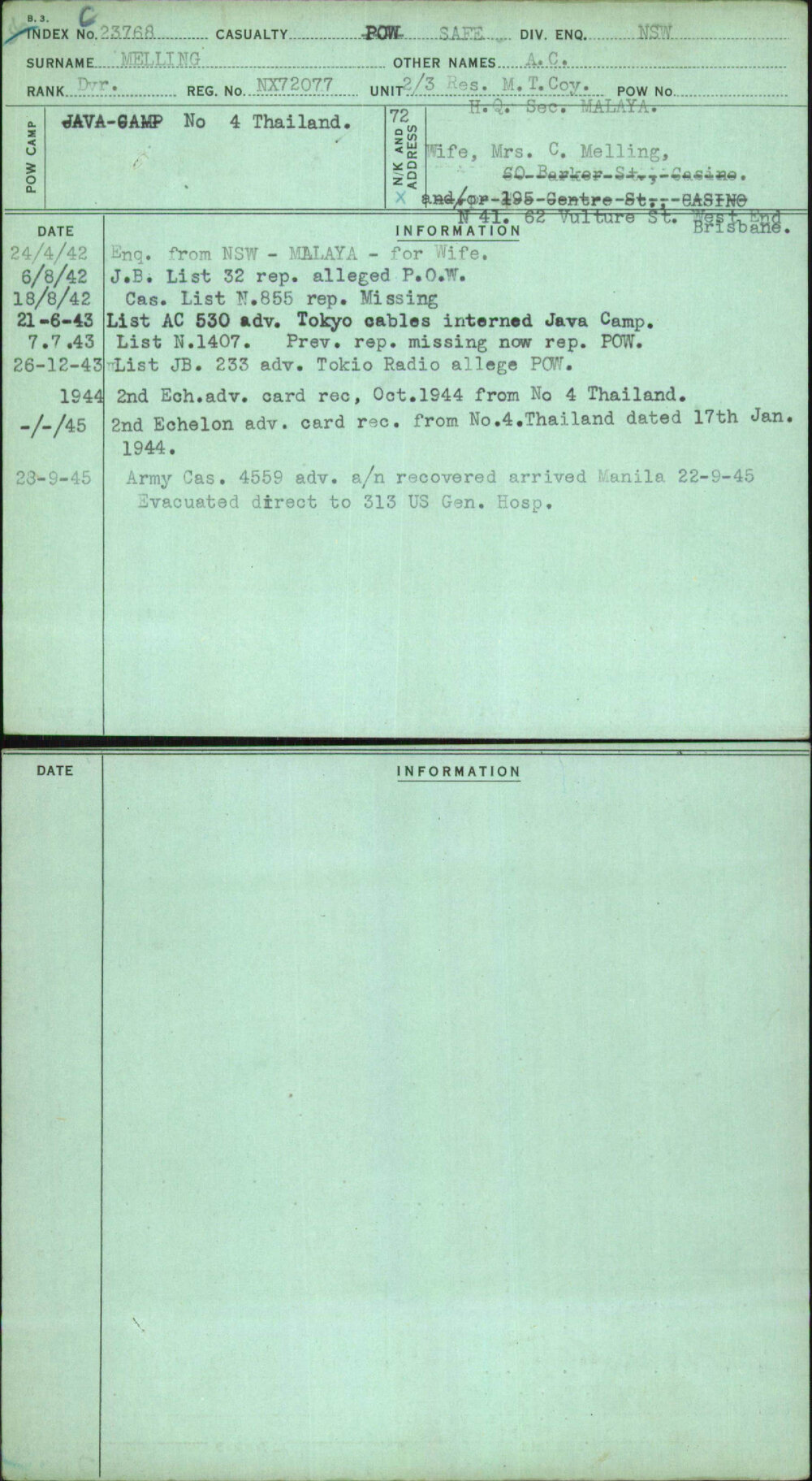 Melling, A C, NX72077