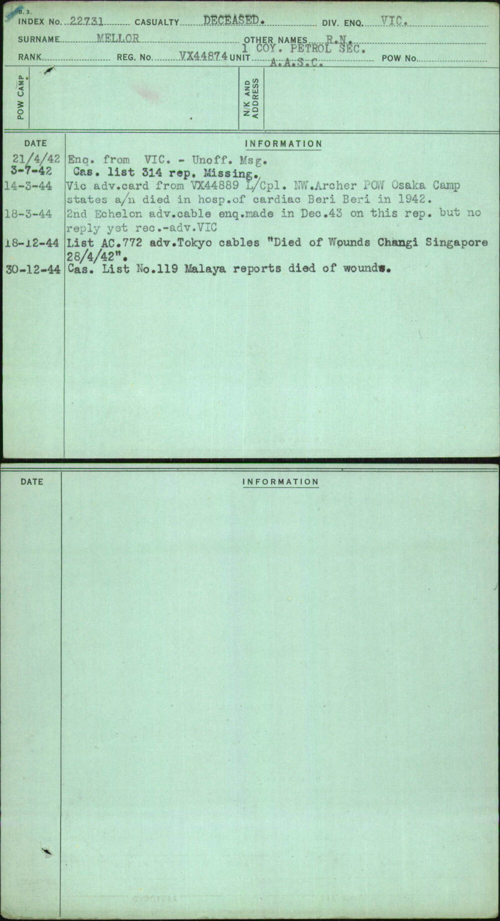 Mellor, R N, VX44874