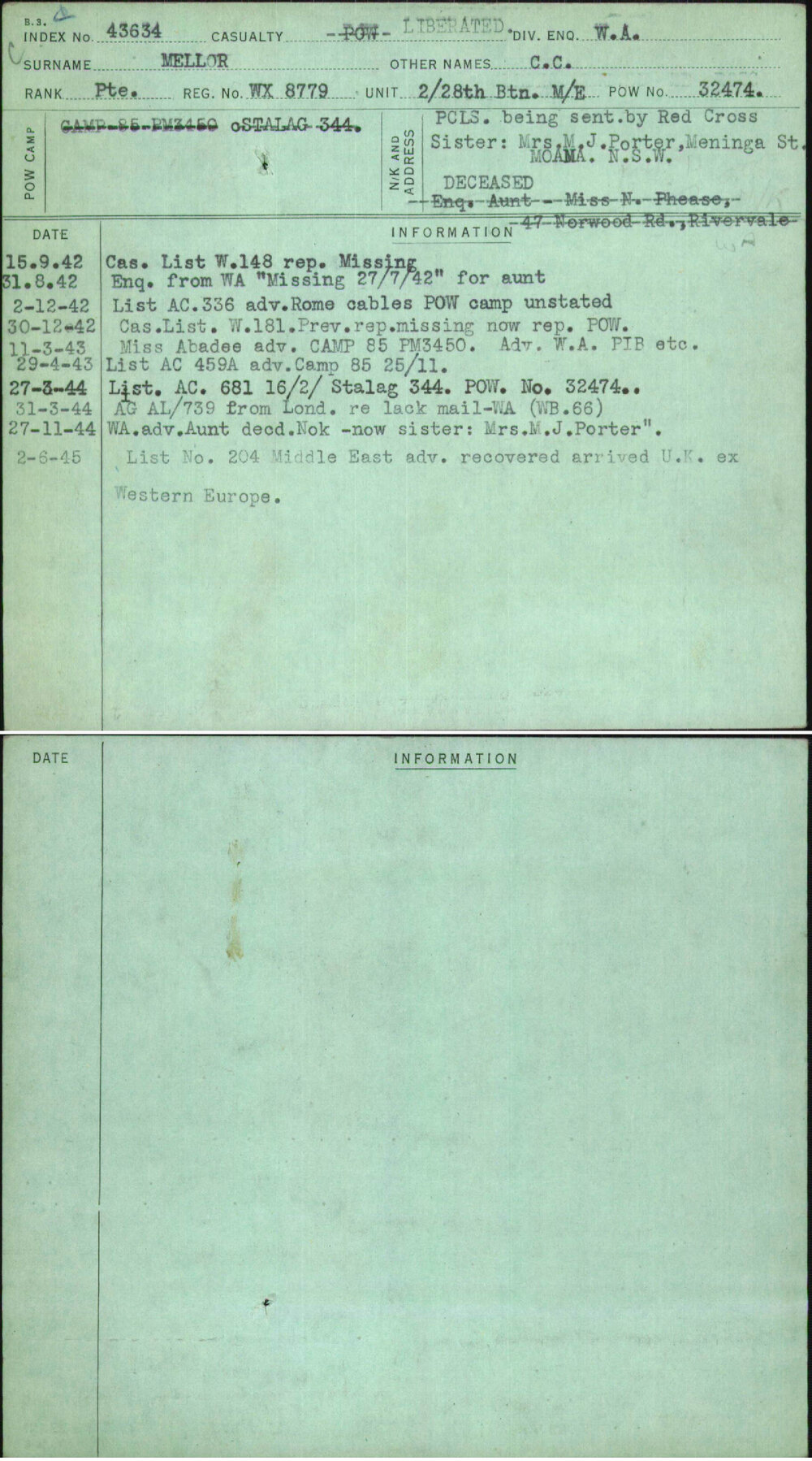 Mellor, C C, WX8779