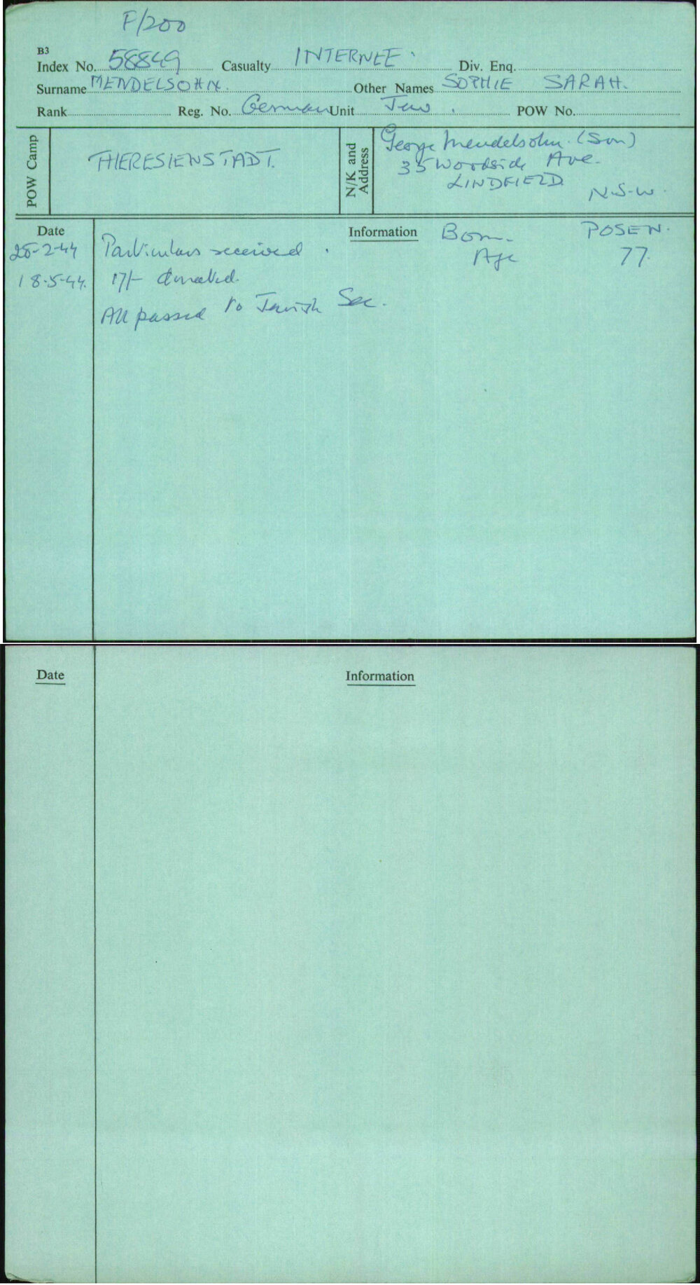 Mendelsohn, Sothie Sarah, German