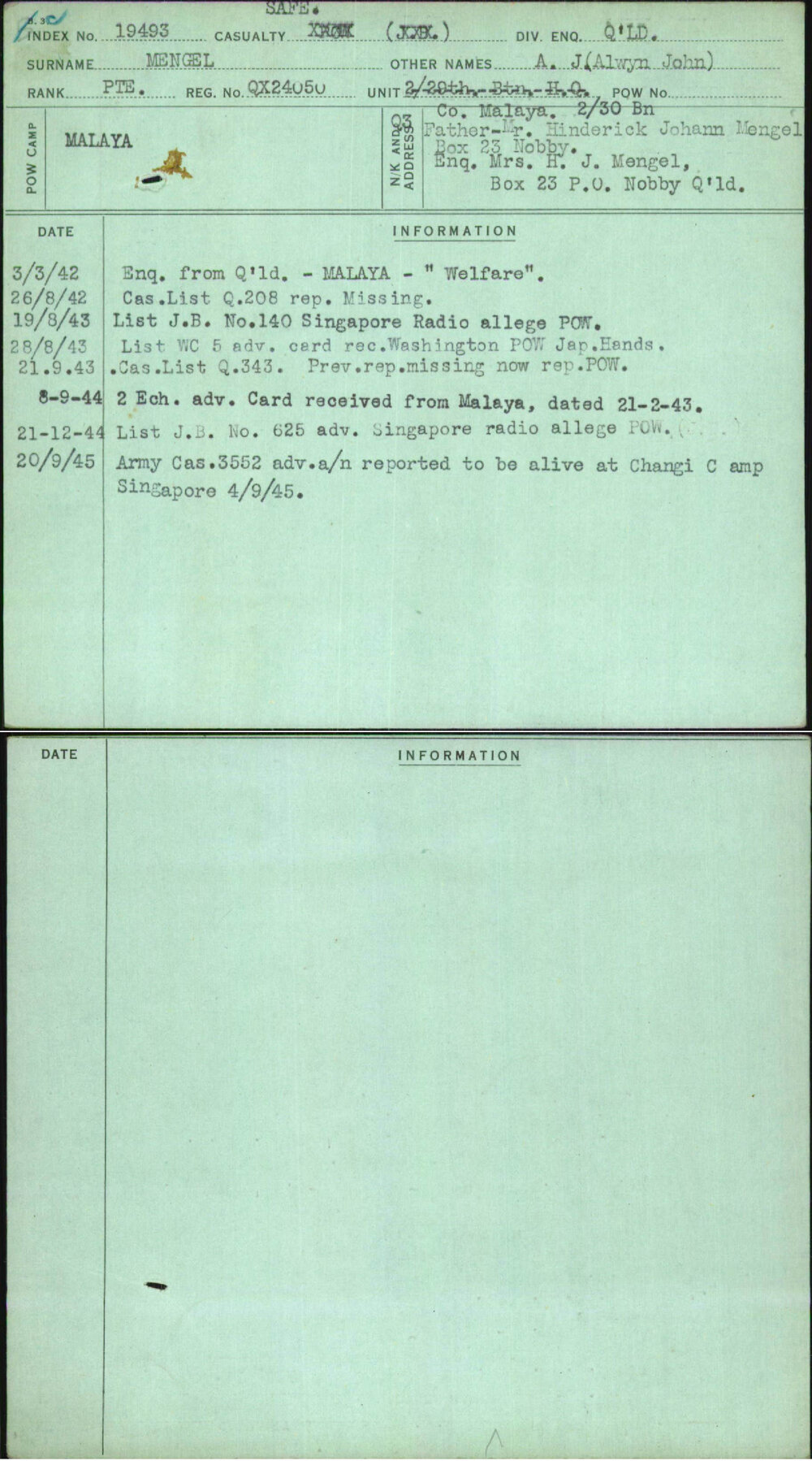 Mengel, A J (Alwyn John), QX24050
