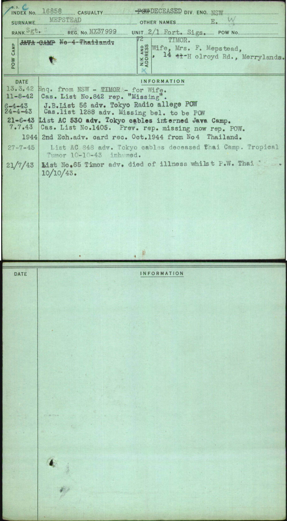 Mepstead, E, NX37999