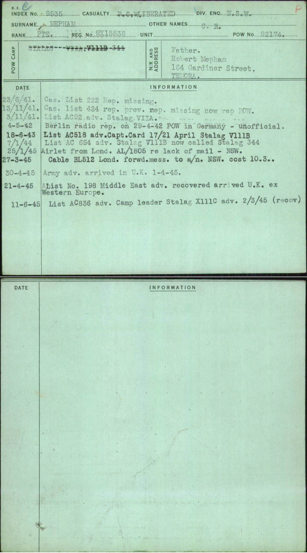 Mepham, C R, NX15538