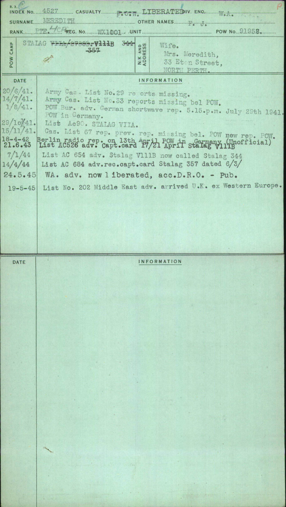 Meredith, F J, WX1001