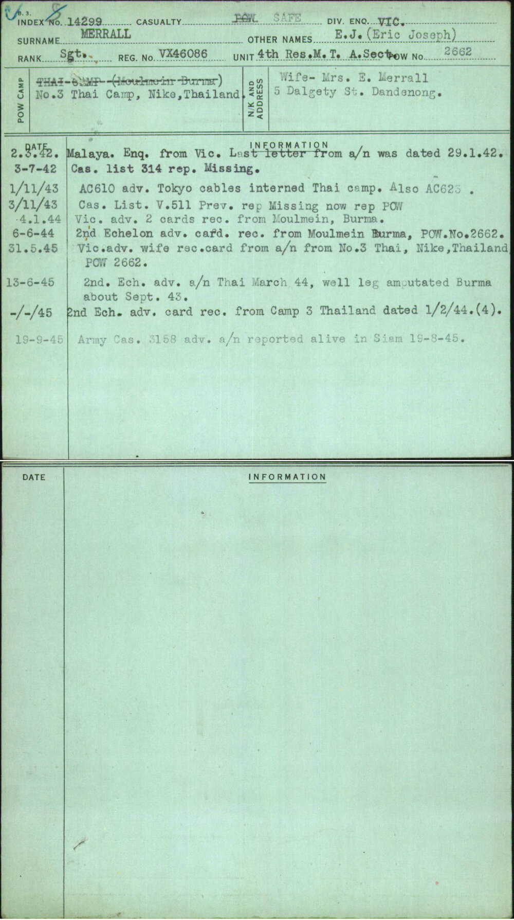 Merrall, E J (Eric Joseph), VX46086