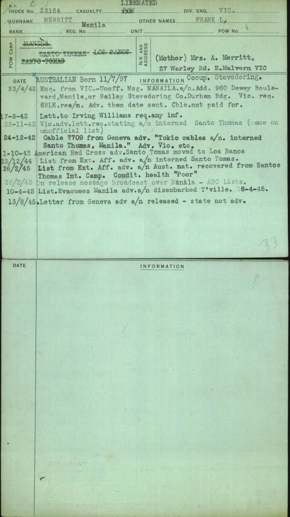 Merritt, Frank L, Manila