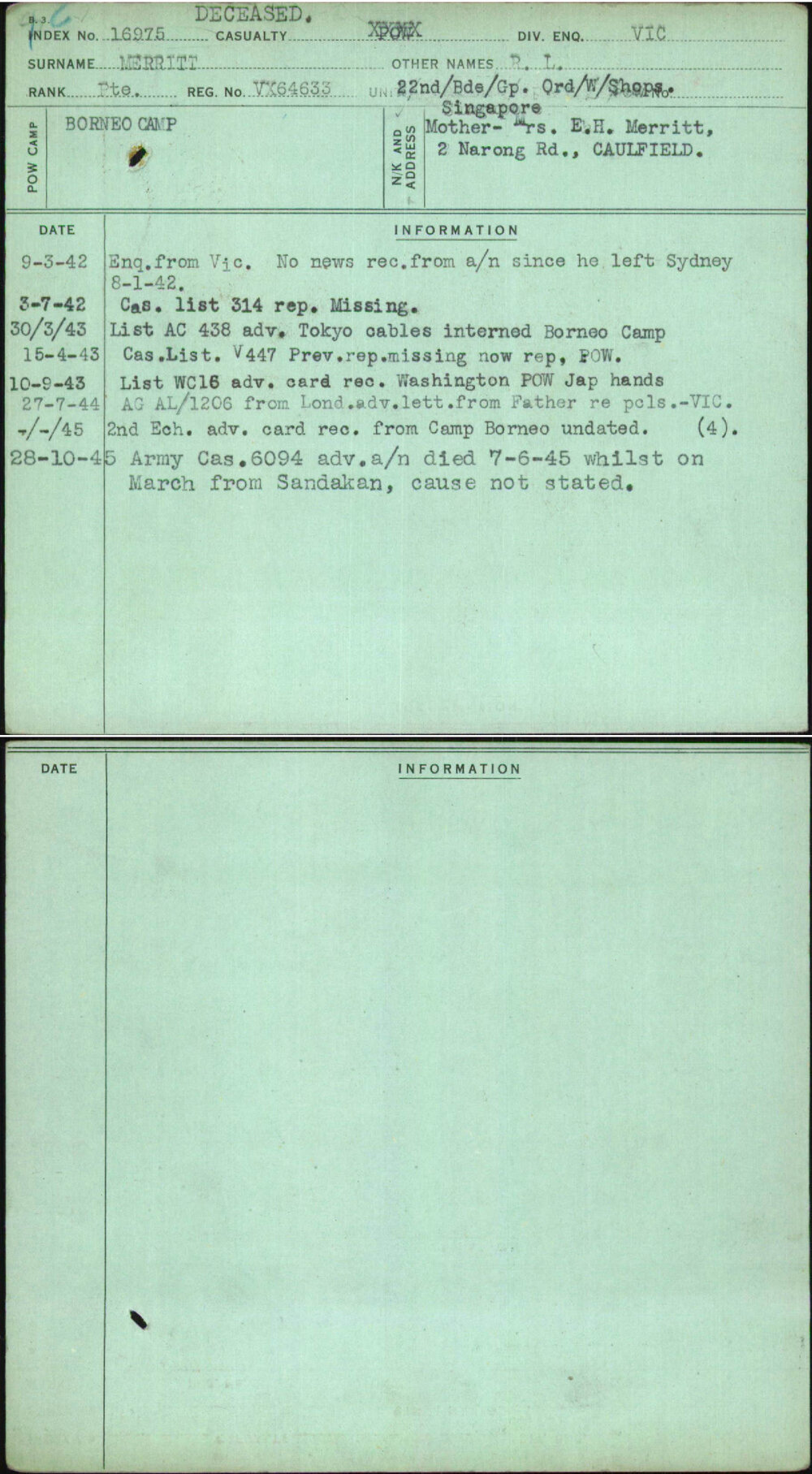 Merritt, R L, VX64633