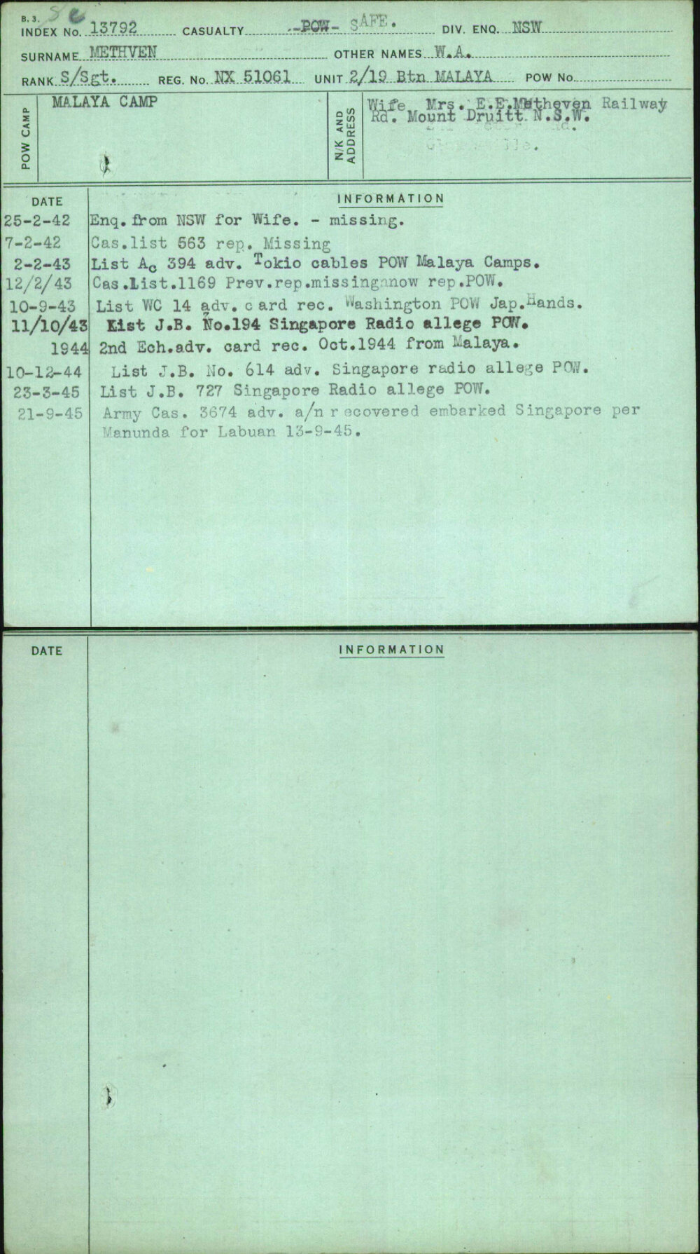 Methven, W A, NX51061