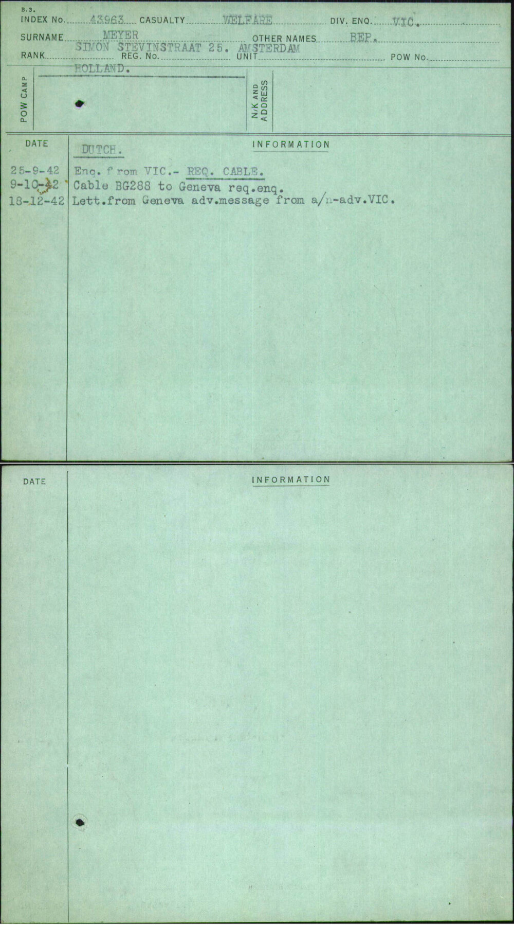 Meyer, Bep, [No Service Number]