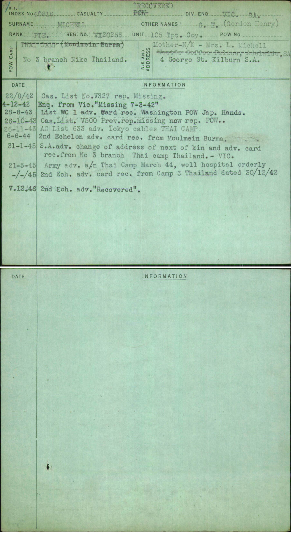Michell, G H (Gordon Henry), VX20255