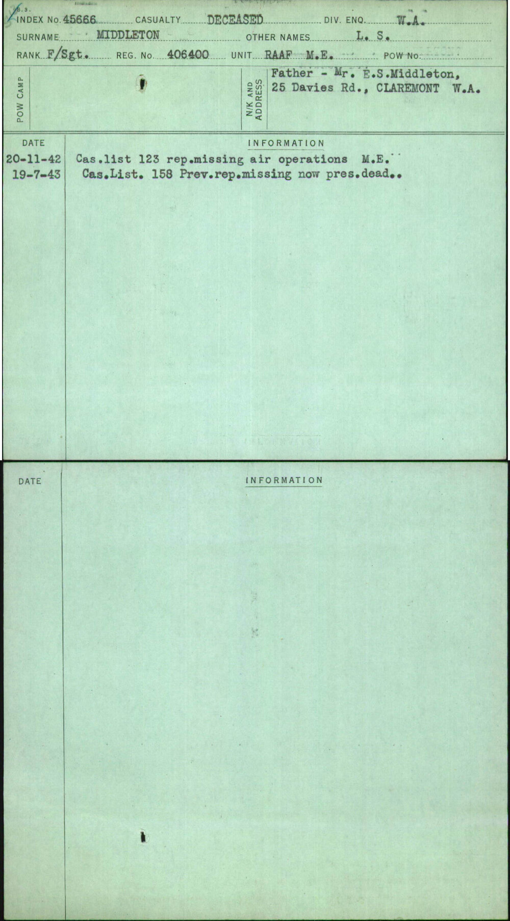 Middleton, L S, 406400