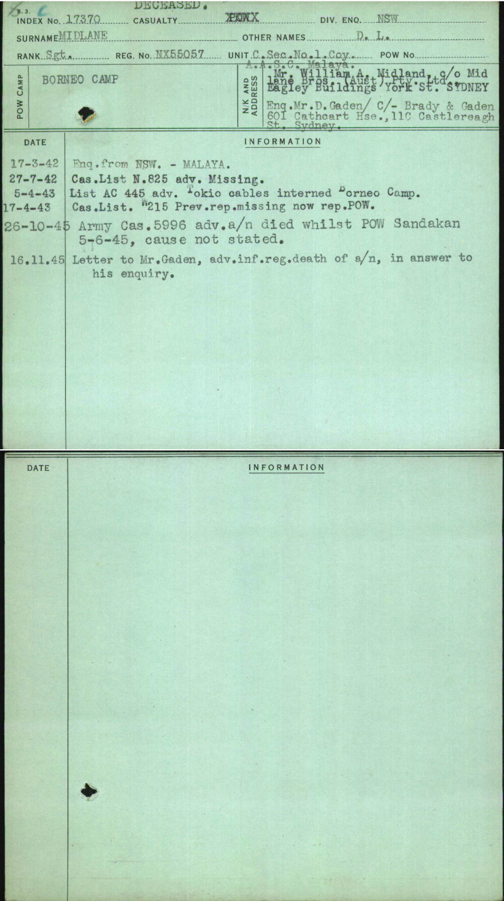 Midlane, D L, NX55057