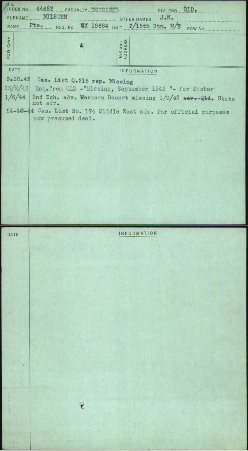 Milburn, J W, QX19684