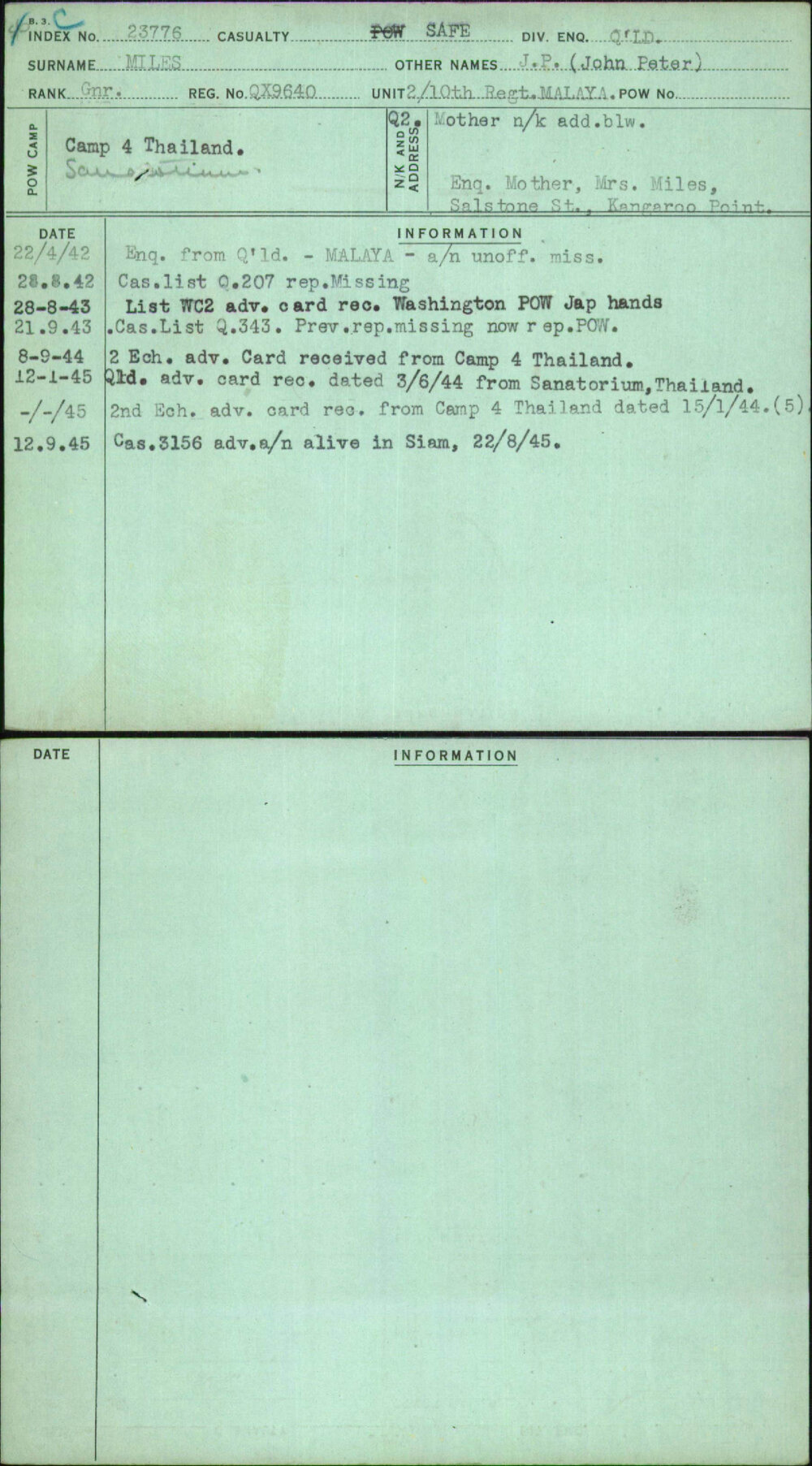 Miles, J P (John Peter), QX9640
