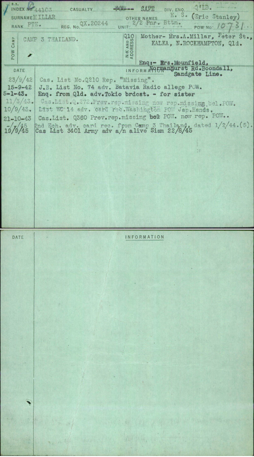 Millar, E S (Eric Stanley), QX20244