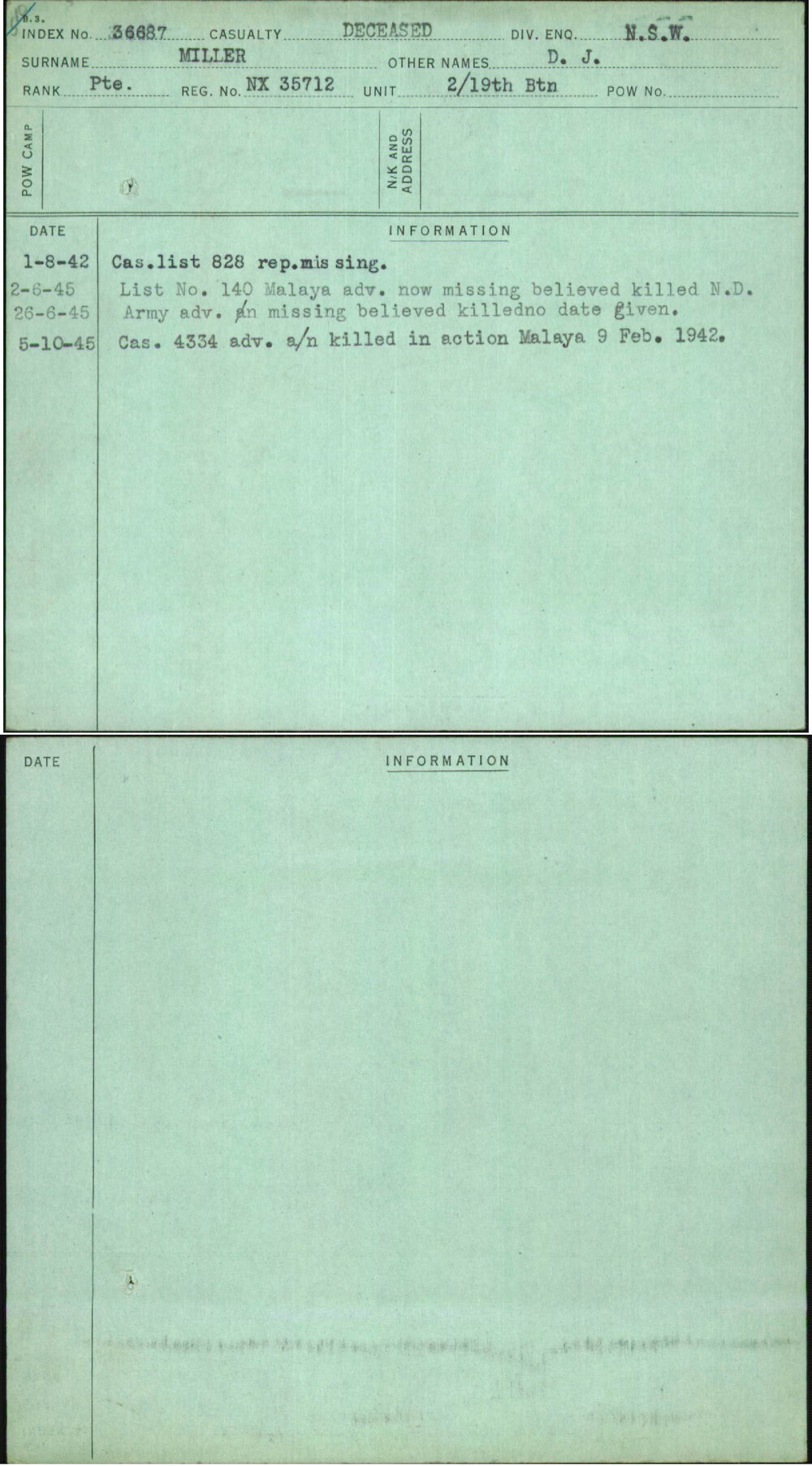 Miller, D J, NX35712