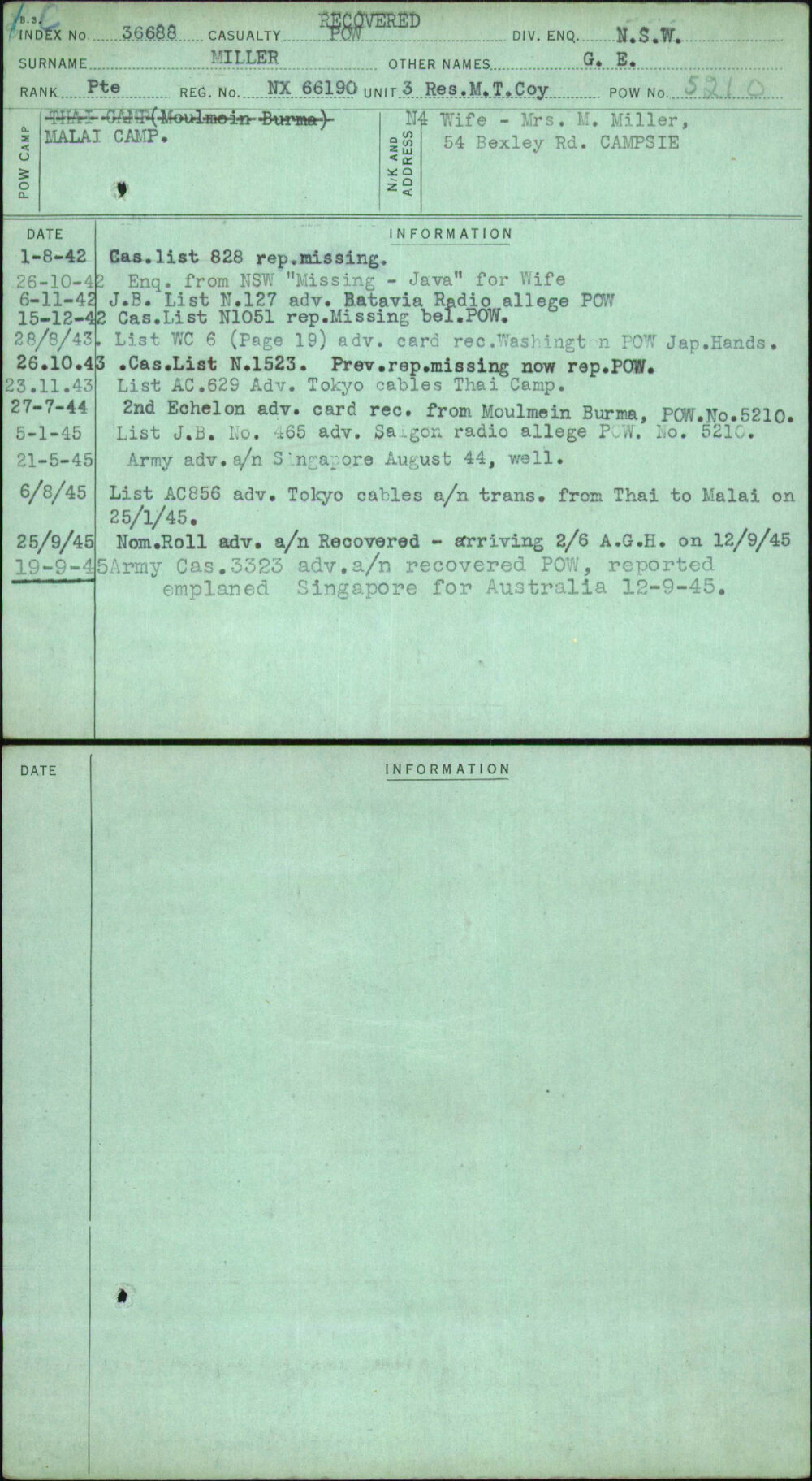 Miller, G E, NX66190