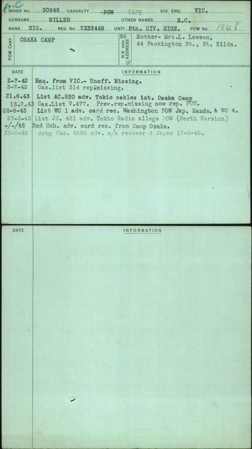 Miller, E C, VX33448