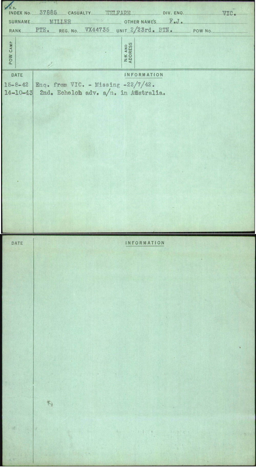 Miller, F J, VX44735