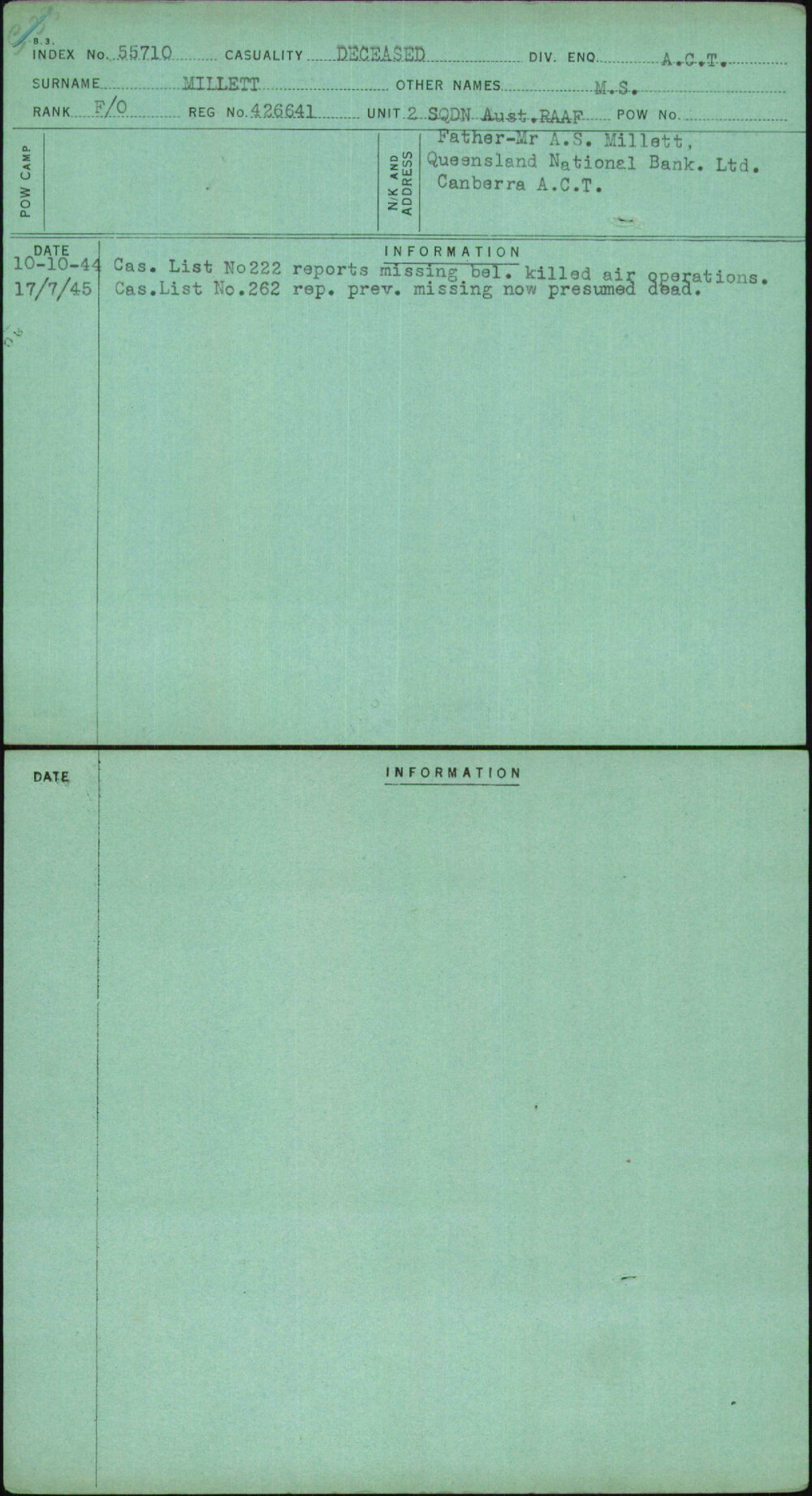 Millett, M S, 426641