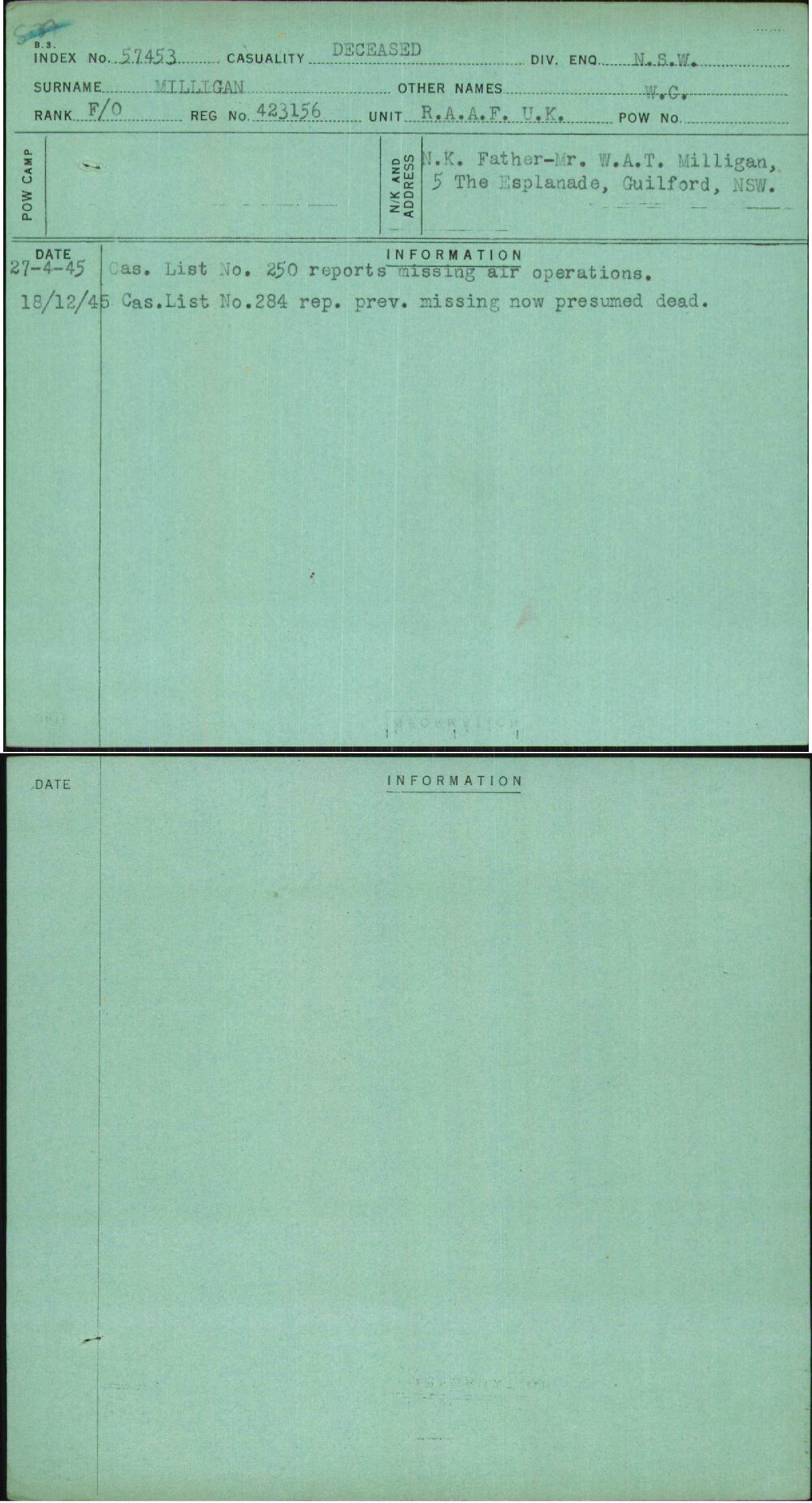 Milligan, W C, 423156