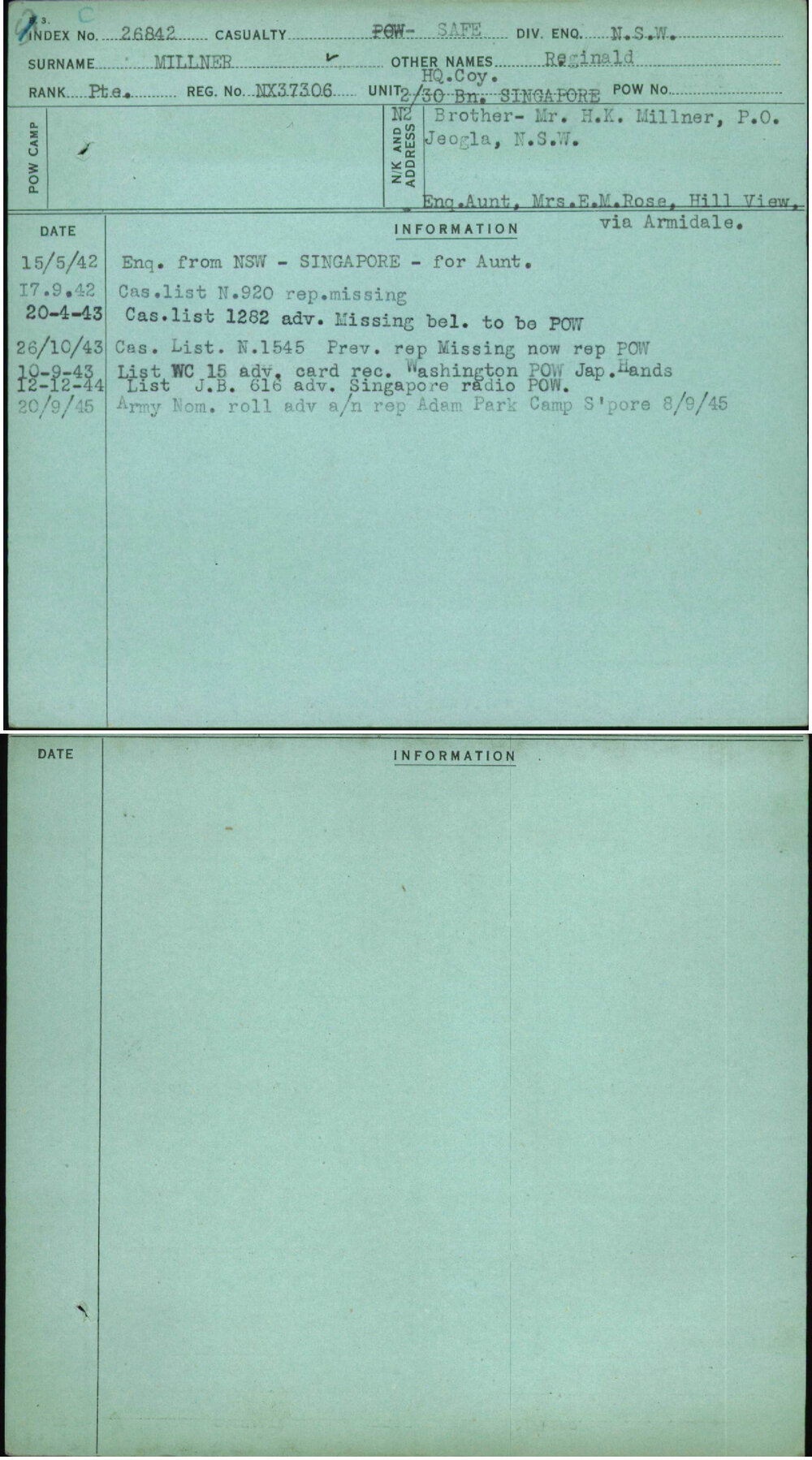 Millner, Reginald, NX37306