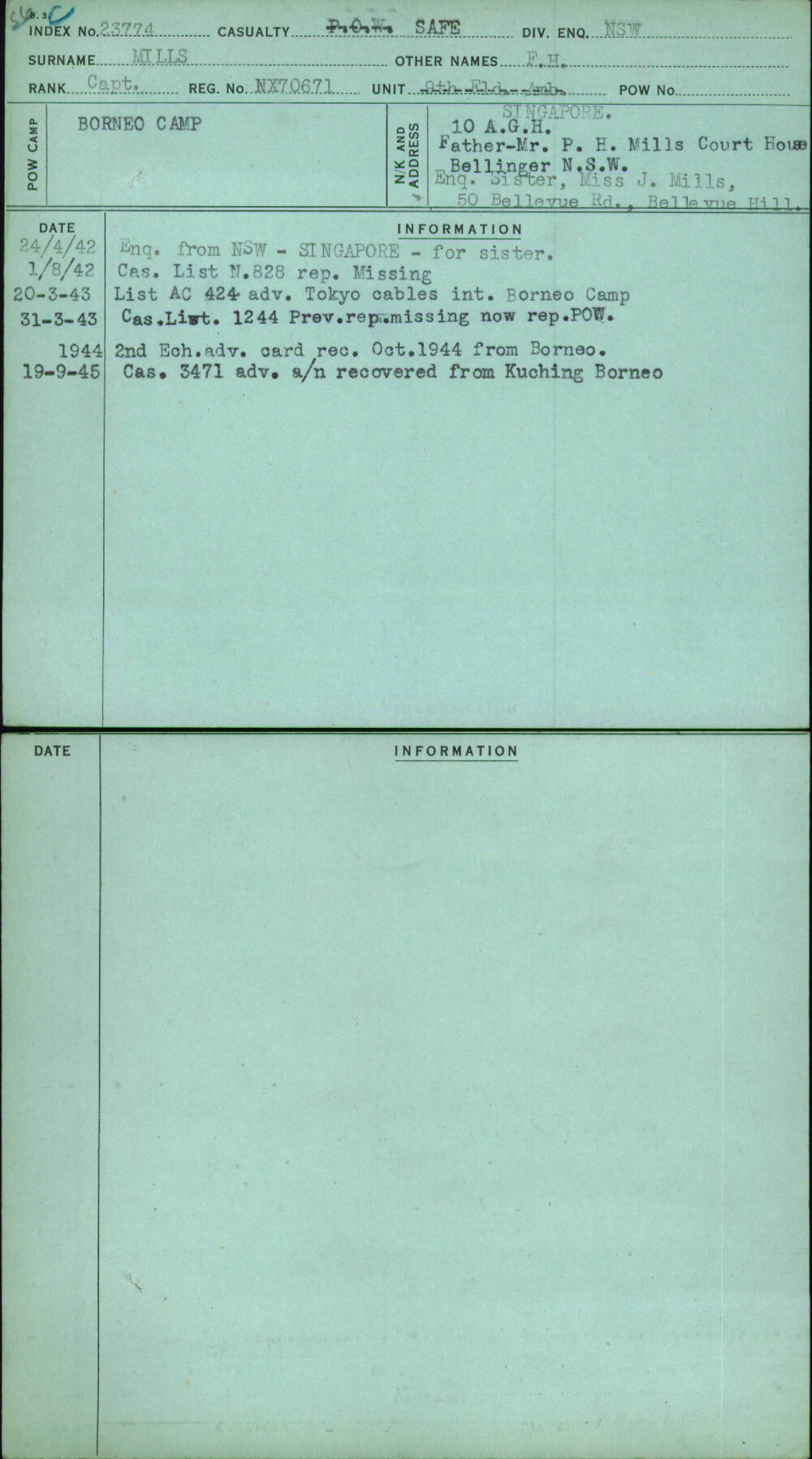 Mills, F H, NX70671