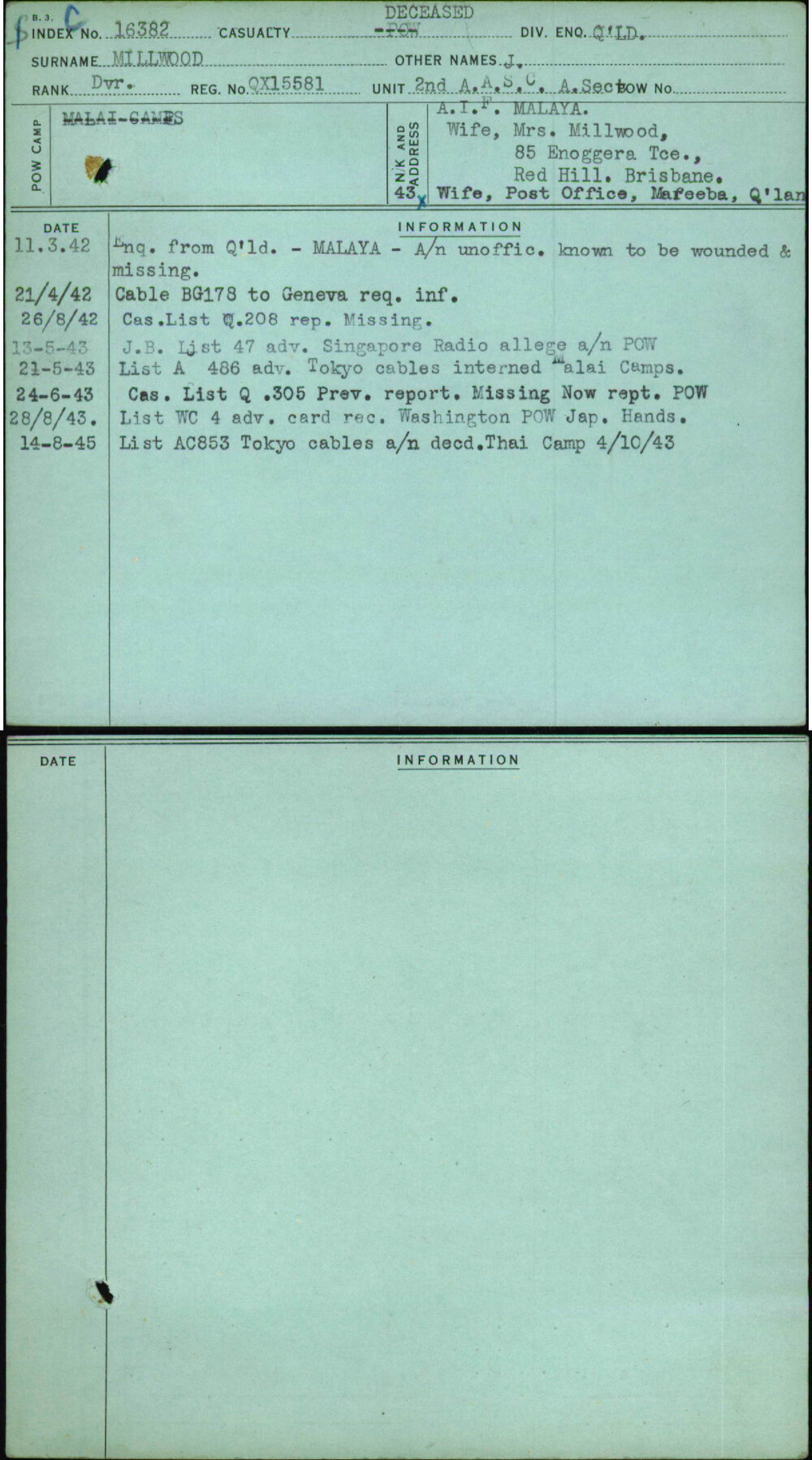 Millwood, J, QX15581