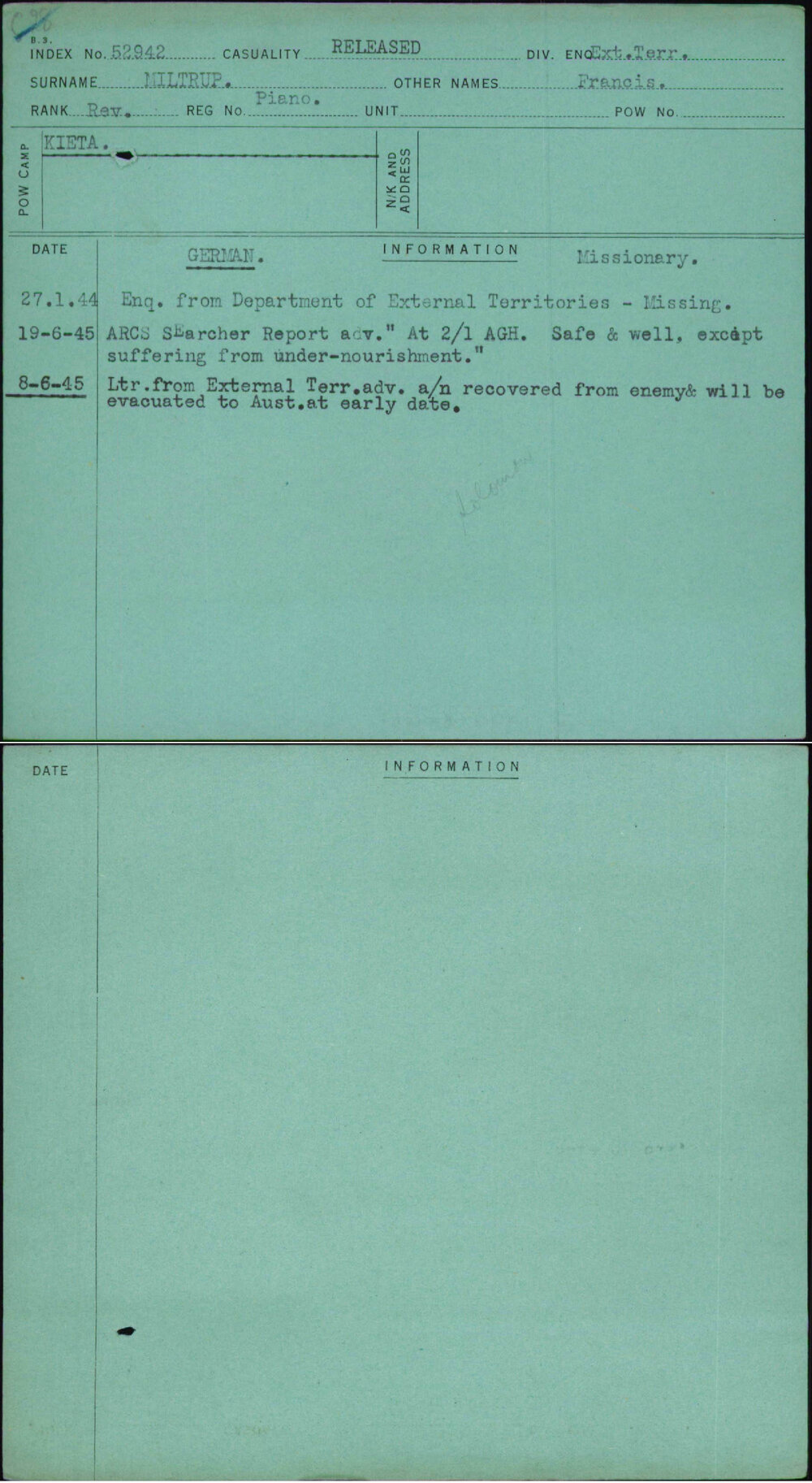 Miltrup, Francis, Piano