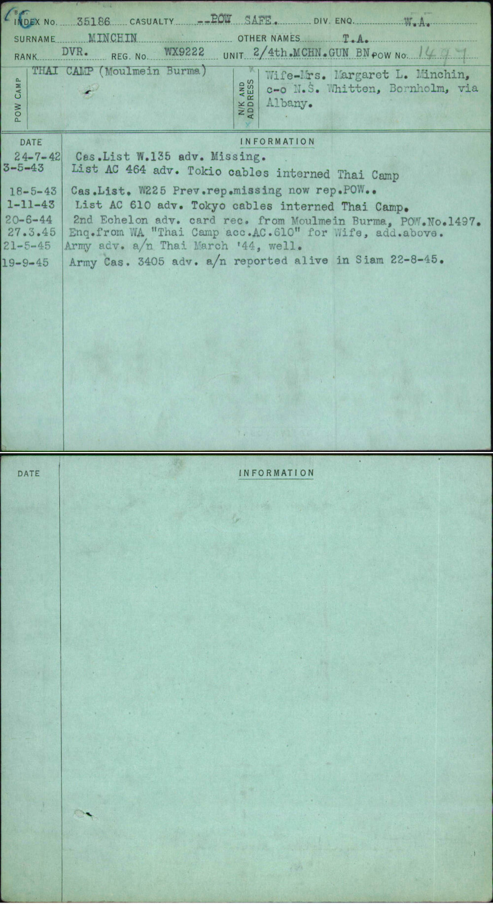 Minchin, T A, WX9222