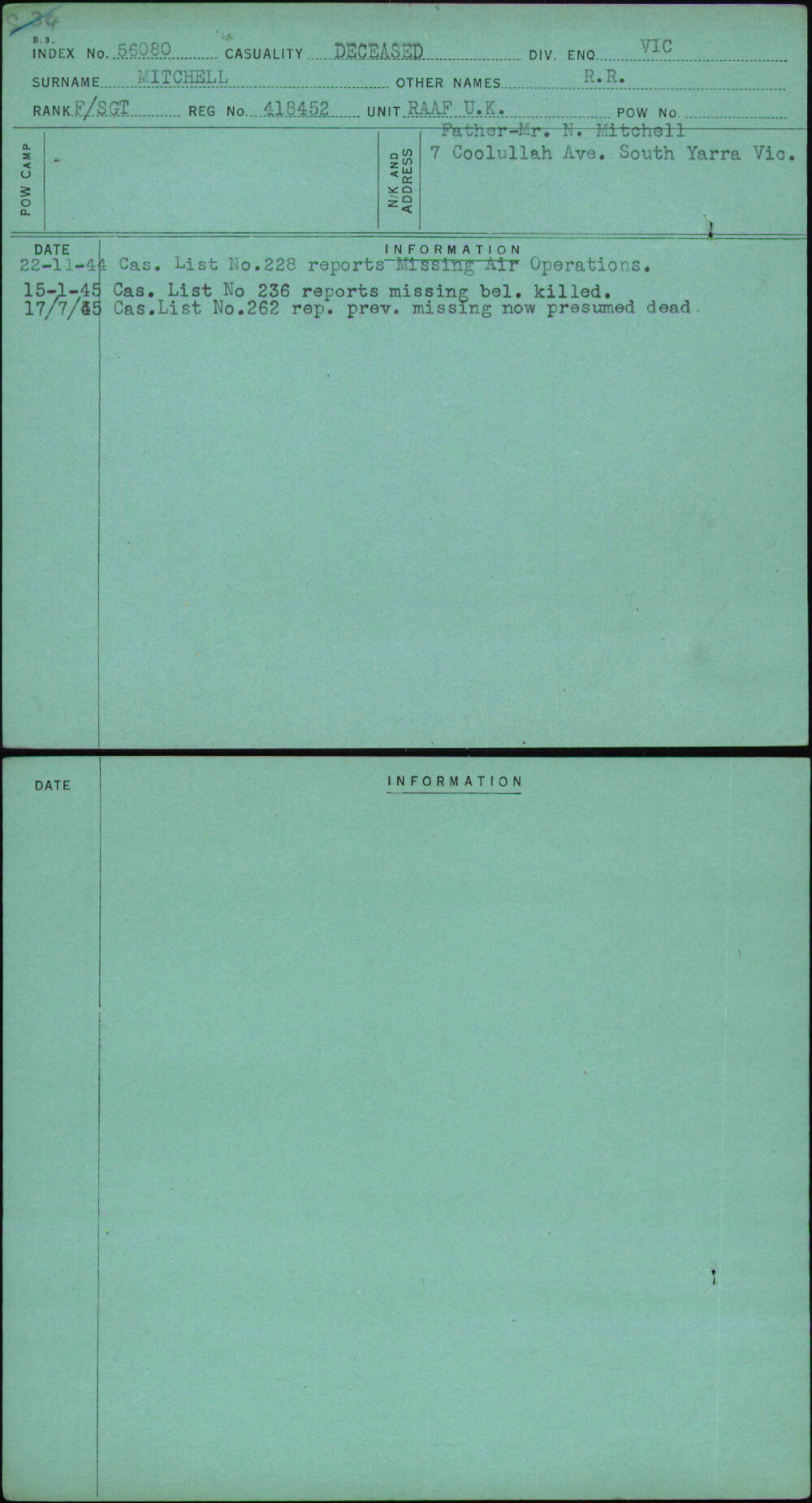 Mitchell, R R, 418452