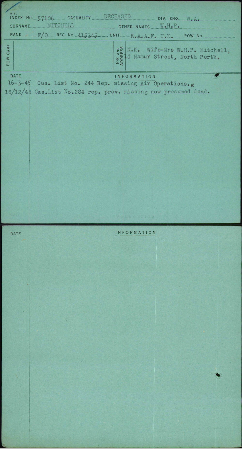 Mitchell, W H P, 415345