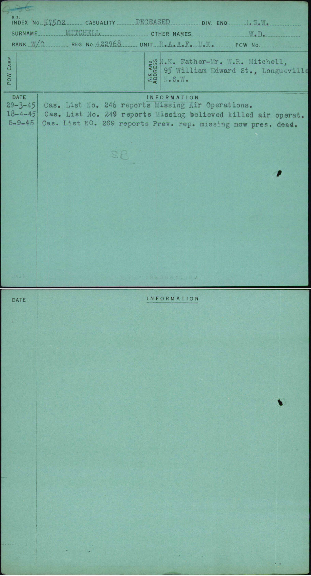 Mitchell, W D, 422968