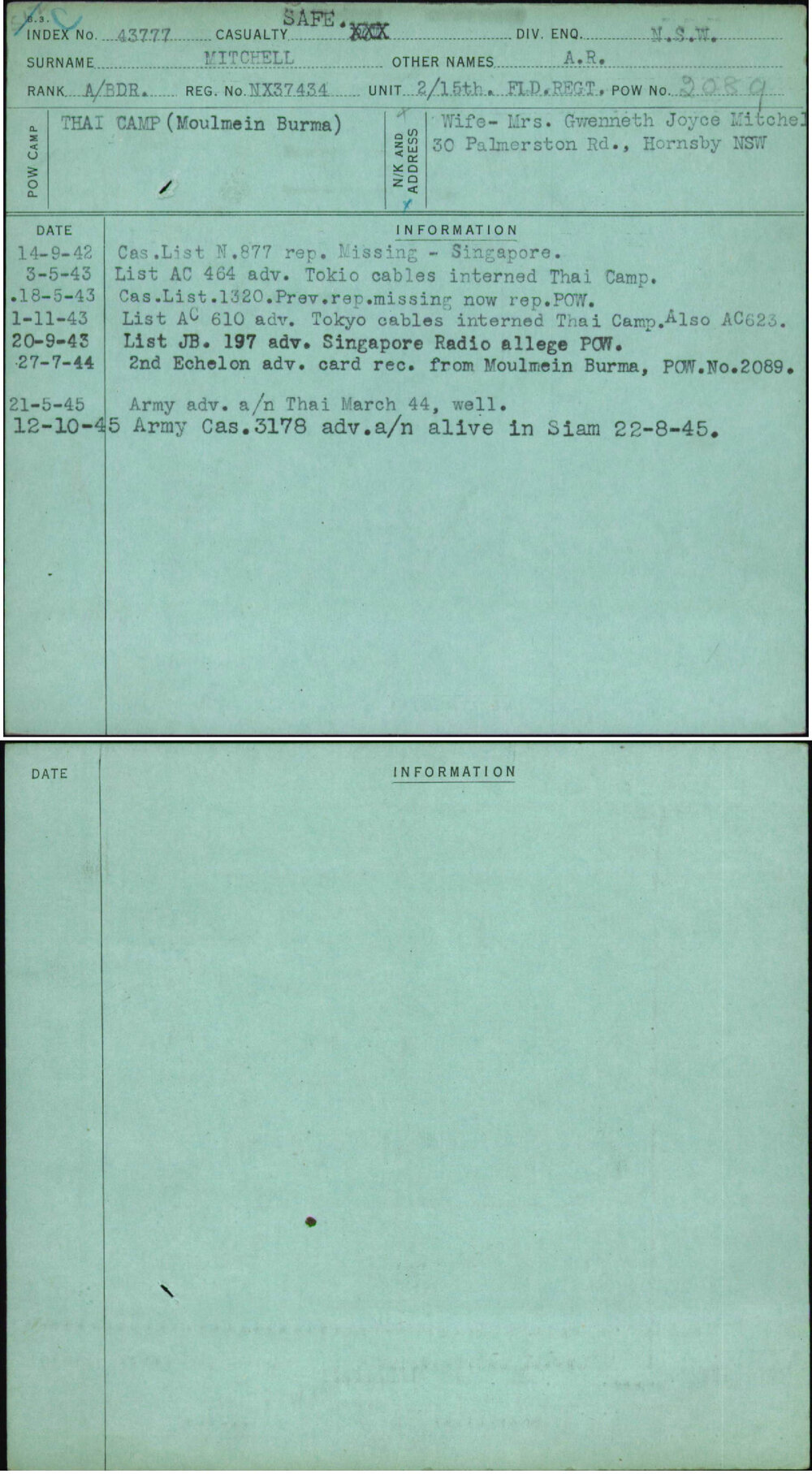 Mitchell, A R, NX37434