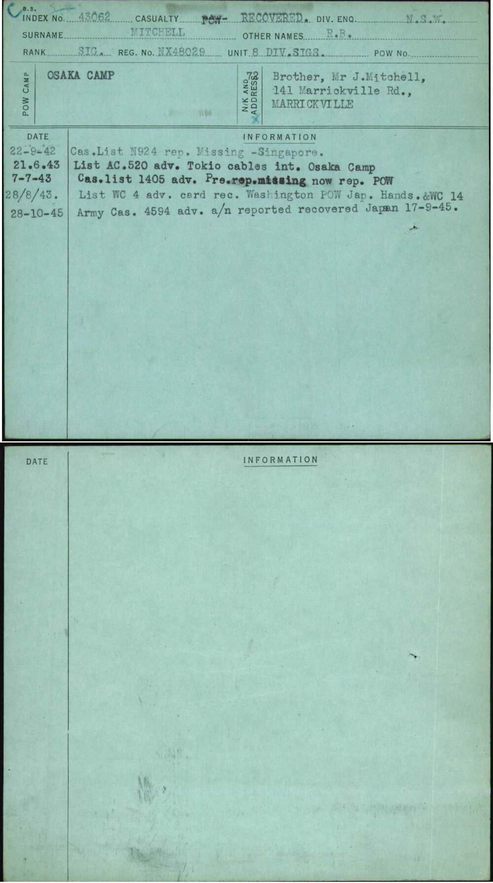 Mitchell, R B, NX48029