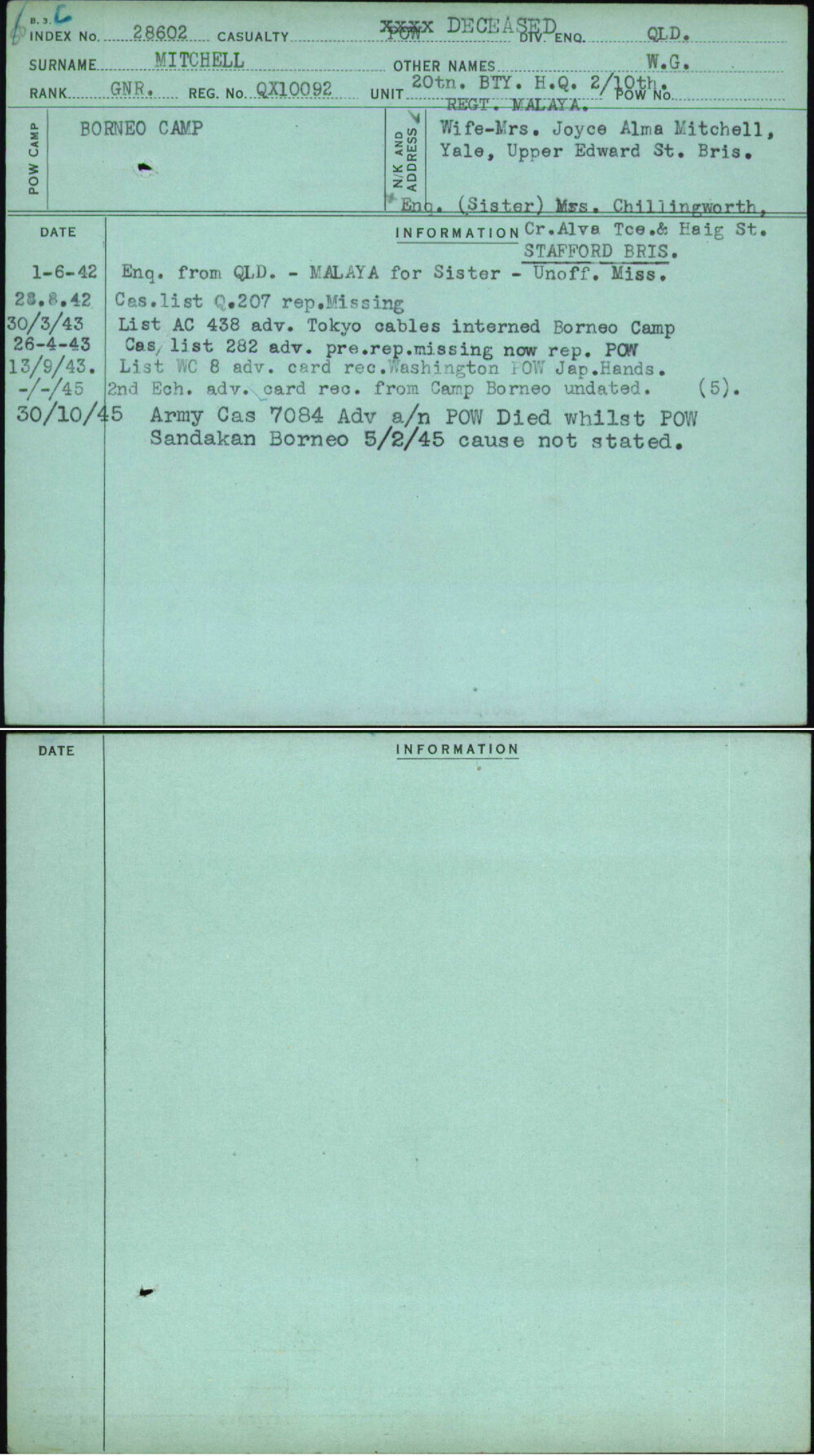 Mitchell, W G, QX10092