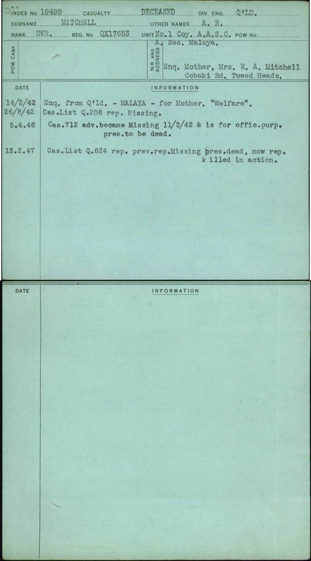 Mitchell, A R, QX17653
