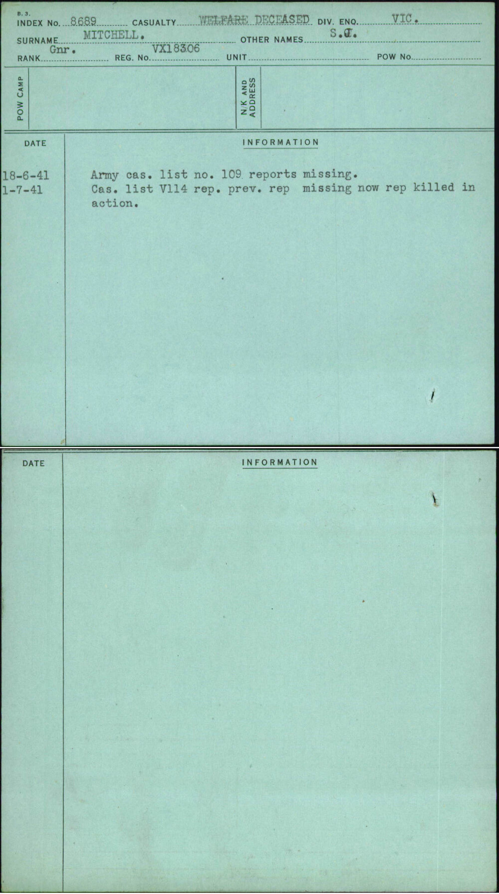 Mitchell, S J, VX18306