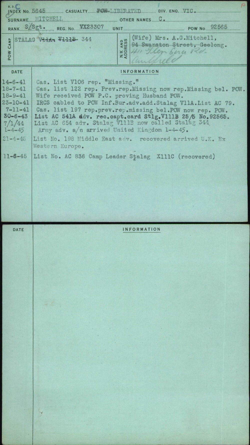 Mitchell, C, VX23307