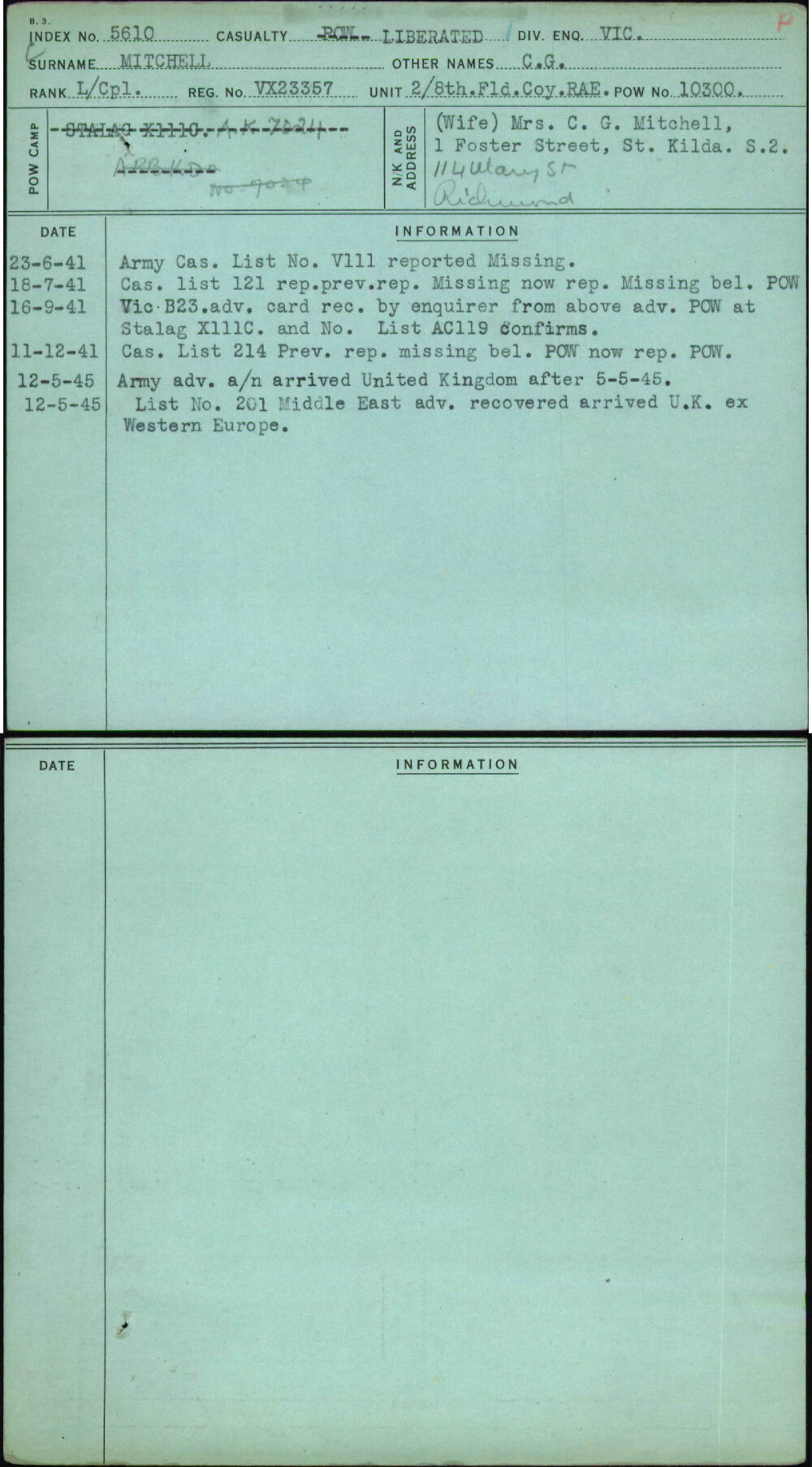 Mitchell, C G, VX23357