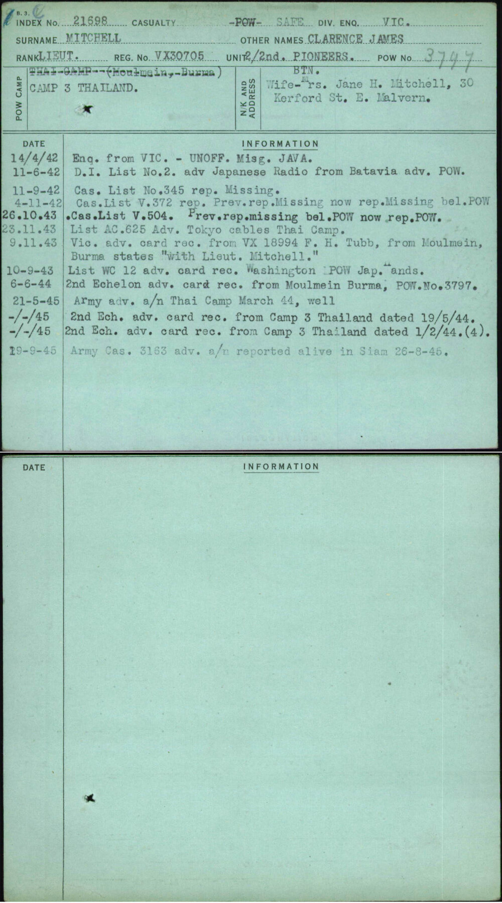 Mitchell, Clarence James, VX30705