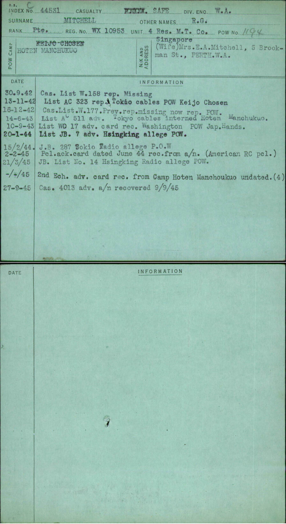 Mitchell, R G, WX10953