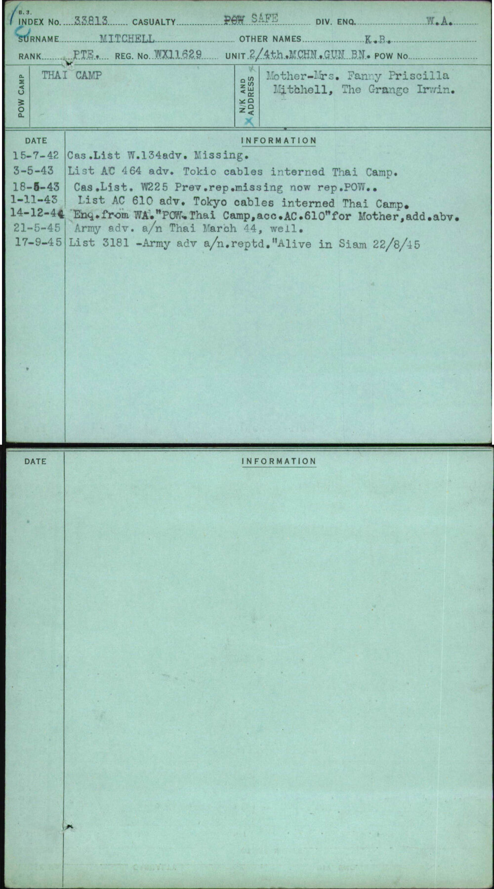 Mitchell, K B, WX11629