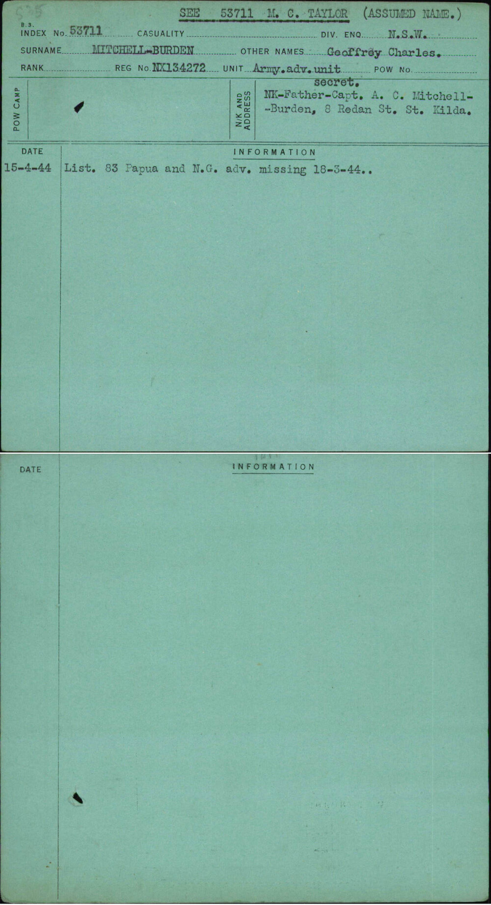 Mitchell-Burden, Geoffrey Charles, NX134272