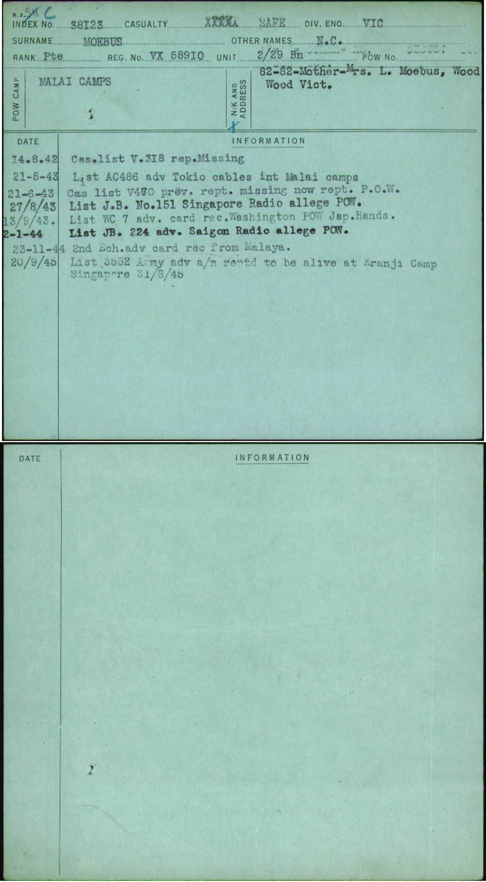Moebus, N C, VX58910