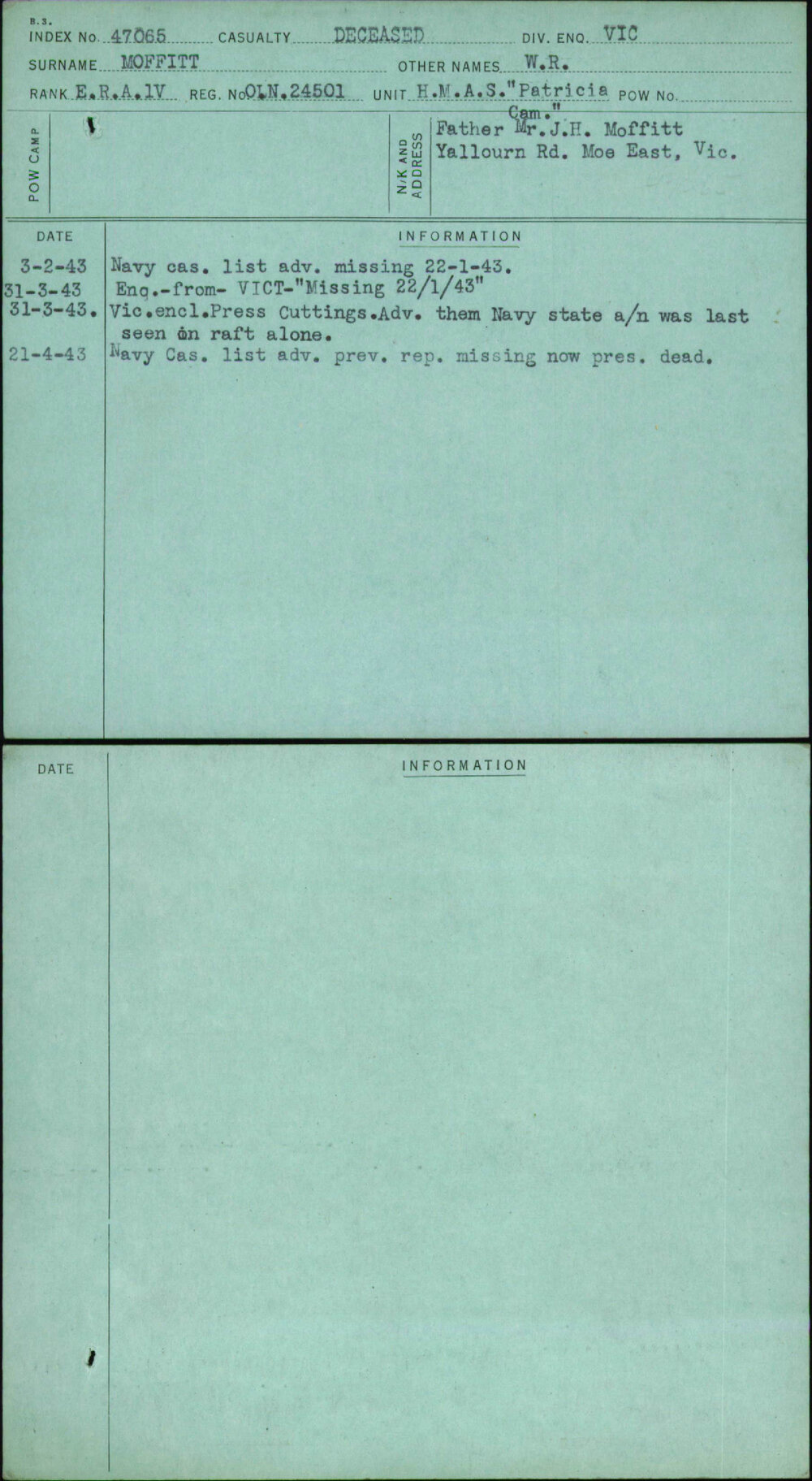 Moffitt, W R, Oln24501