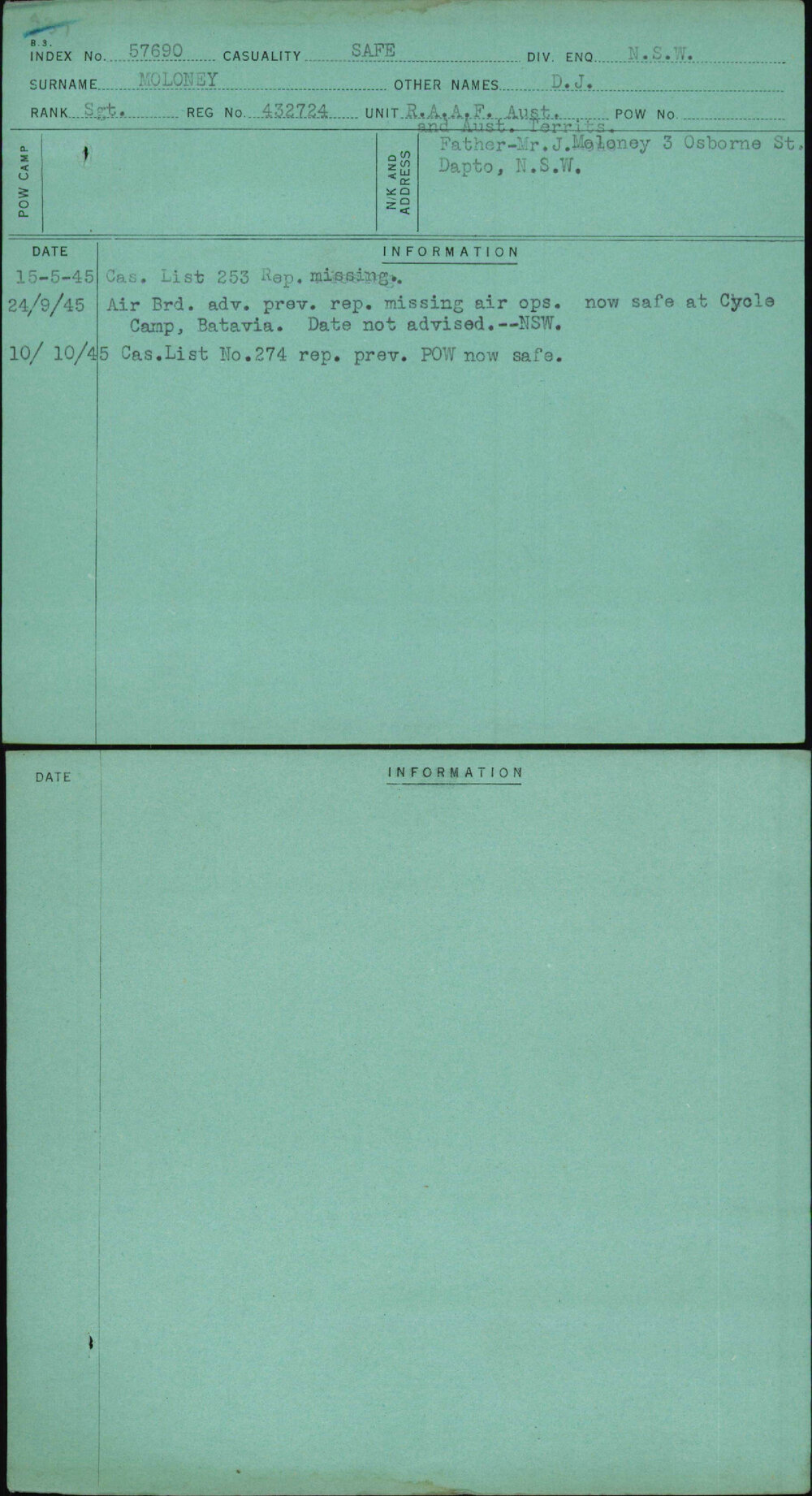 Moloney, D J, 432724